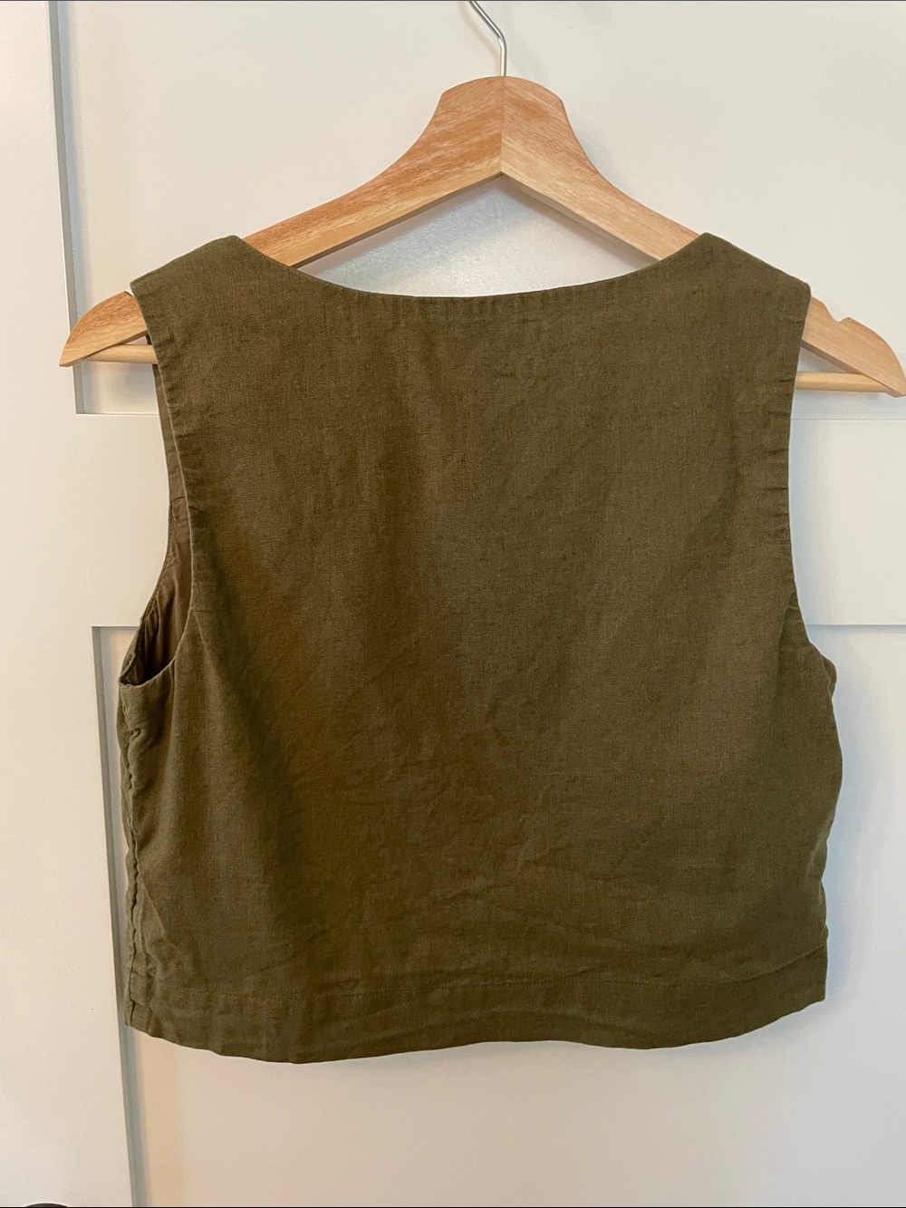 Abercrombie & Fitch Olive Green Square-Neck Cropped Tank - Picture 4 of 4